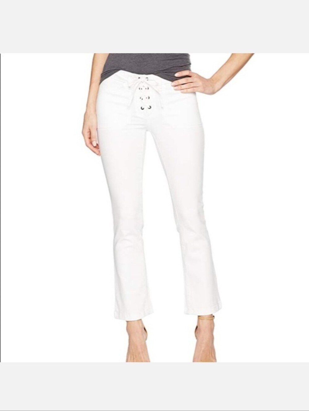 William Rast White Lace-Up Women's Ankle Skinny Jeans